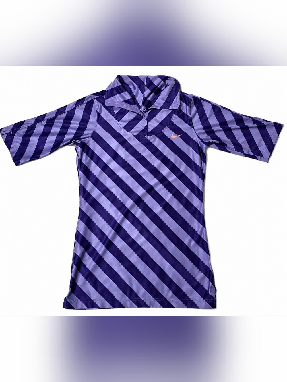 Nike Women’s Purple Striped Swim Coverup with Pink Swoosh